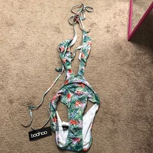 Boohoo one piece cut out bathing suit
